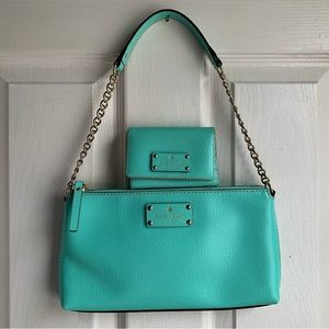 Kate Spade Turquoise Bag and Wallet w/ Dust bag